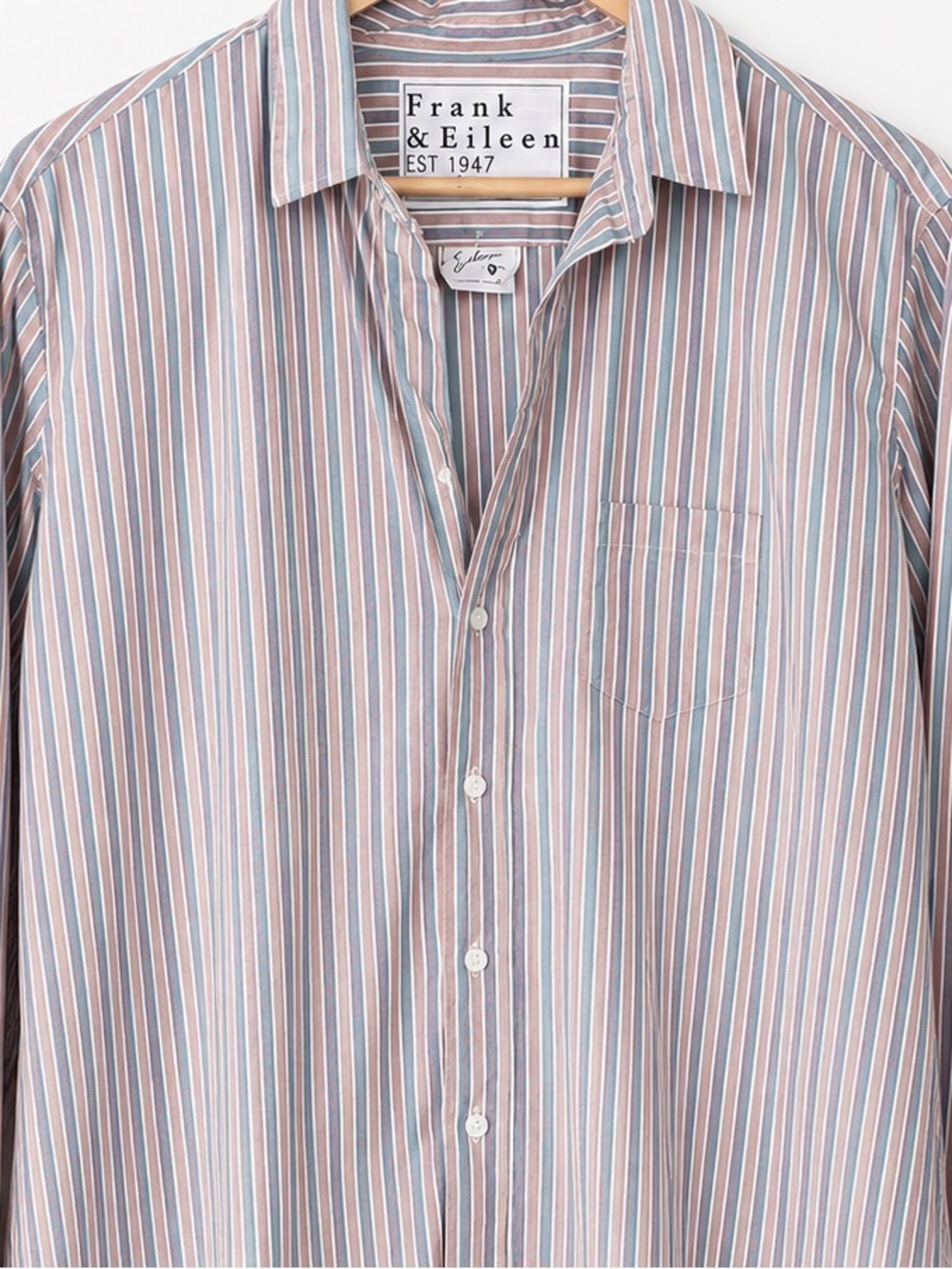 Frank & Eileen Eileen Italian Cotton Stripe Button Down Shirt Large - Picture 3 of 8